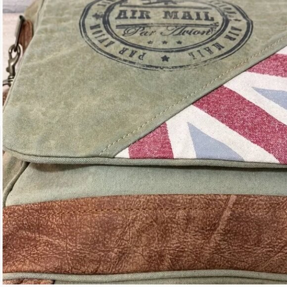 Vintage “Par Avion – Air Mail” Canvas and Leather Messenger Bag - Picture 4 of 16